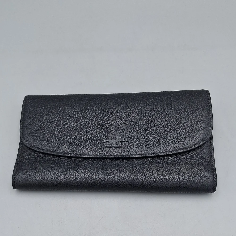 Coach Pebbled Black Leather Wallet